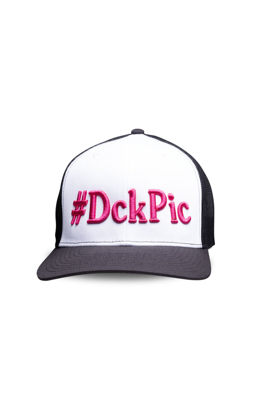 #DckPic Trucker Hat White/Black with Pink Font