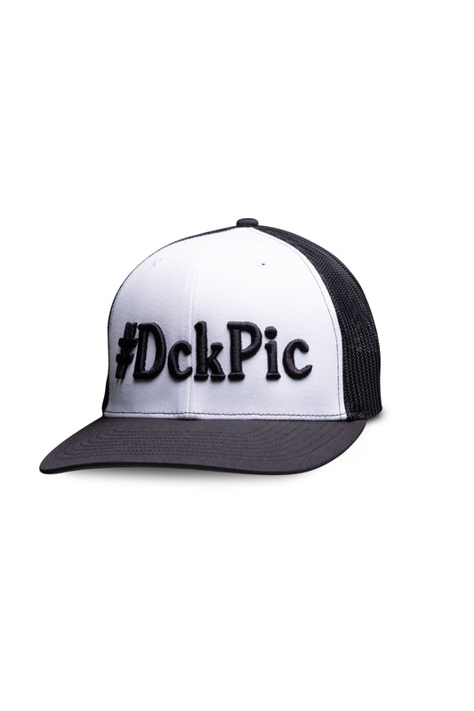 #DckPic Trucker Hat White/Black with Black Font