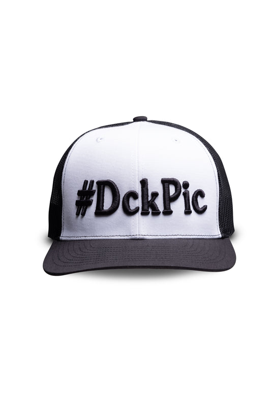 #DckPic Trucker Hat White/Black with Black Font