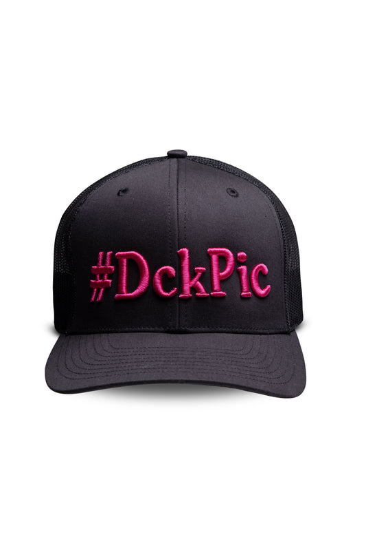 #DckPic Trucker Hat Black with Pink Font