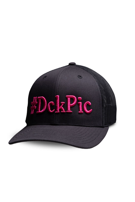 #DckPic Trucker Hat Black with Pink Font