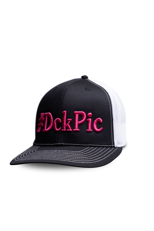 #DckPic Trucker Hat Black/White with Pink Font